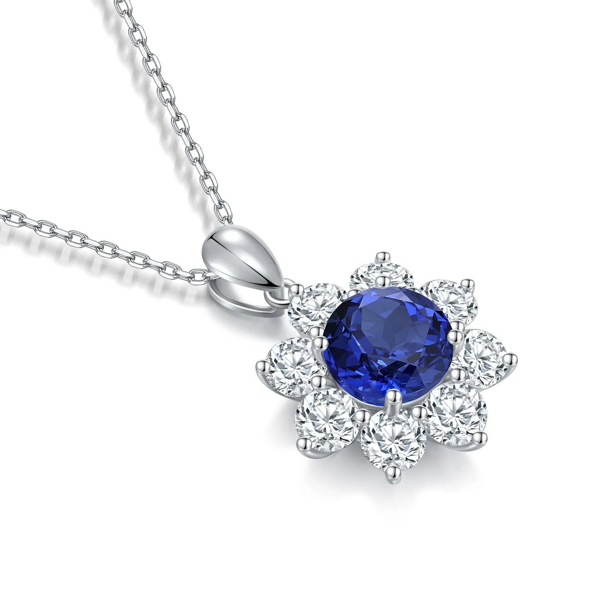 Gemfiori Anster 925 Sterling Silver High-quality Cultivated Sapphire Necklace - Suitable for Parties or As a Gift