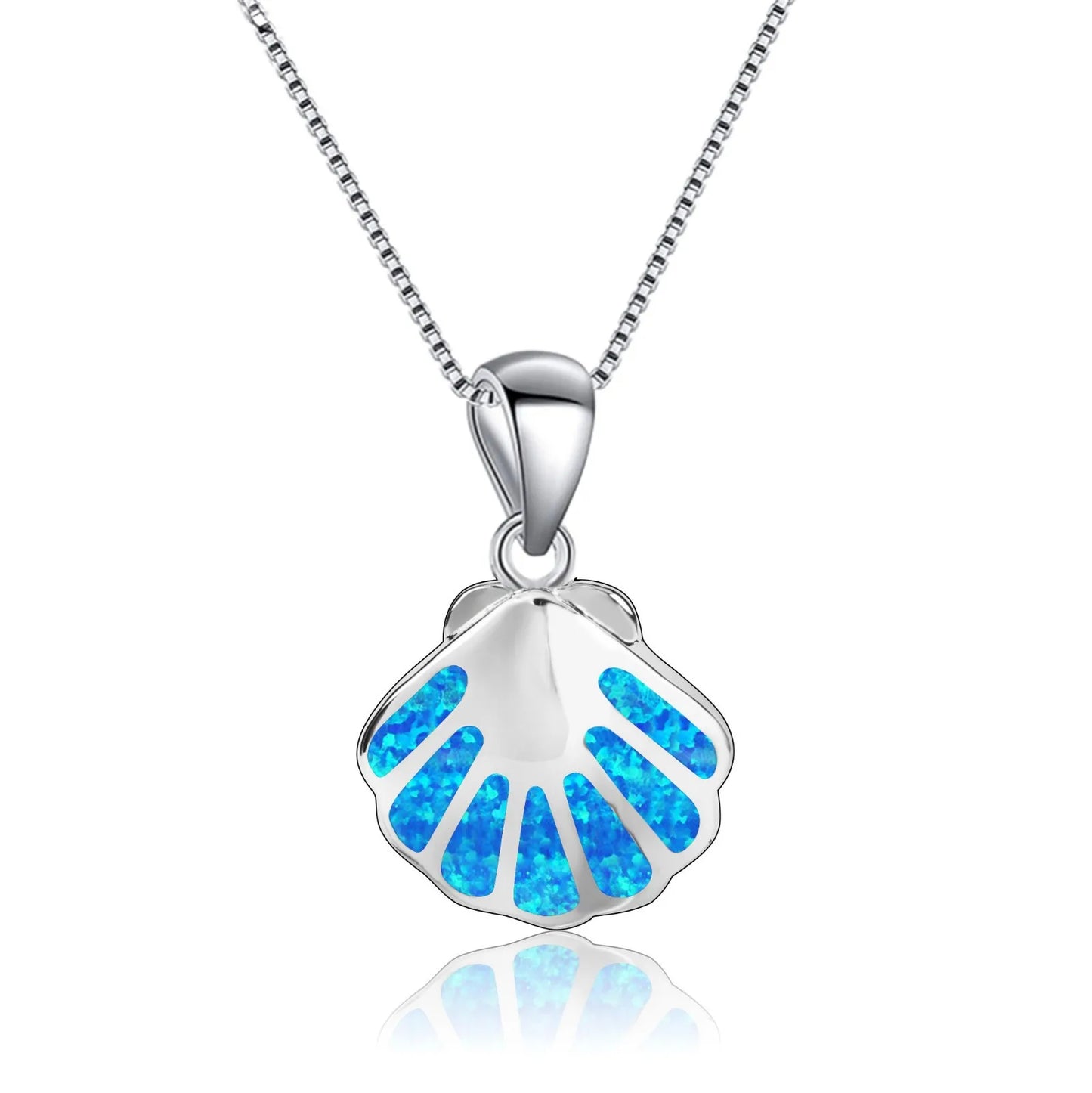 Trendy Aobao Blue Opal Animal Shape Christian Silver Plated Minimalist Necklace European American Style Sweater Chain Gift Women
