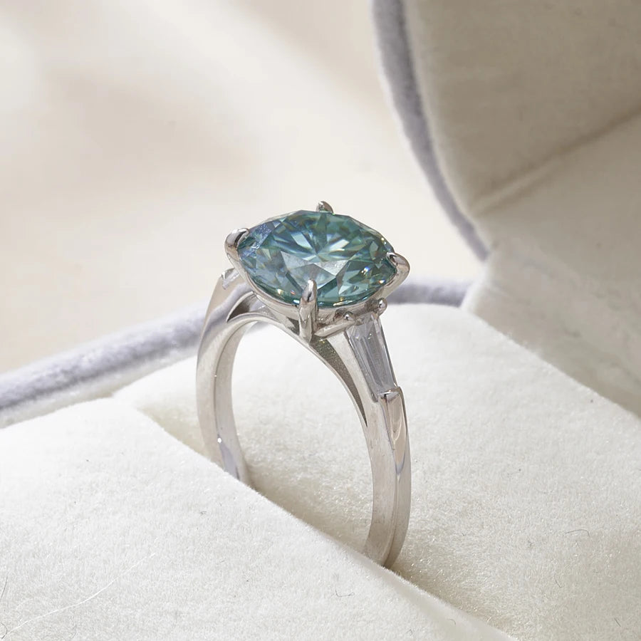 Saudi Arabia Silver Rings with Luxury S925 Sterling Silver Jewelry 6.5carat Gra Certificate Moissanite Ring Set Birthday Gift