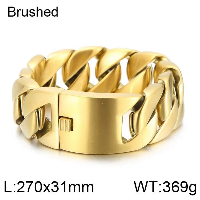 S&S European American Hip-Hop Fashion Coarse Cuban Chain Necklace Men Women 316L Stainless Steel Bracelet