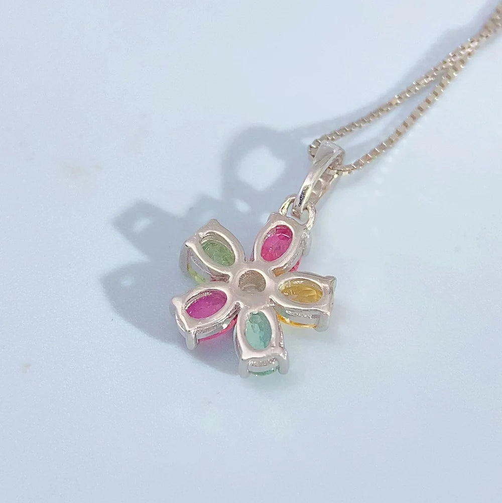 Gioiellieri Natural Tourmaline Pendant 925 Sterling Silver Necklace Fine Jewelry for Women Wedding Bridal Gift Custom Handmade
