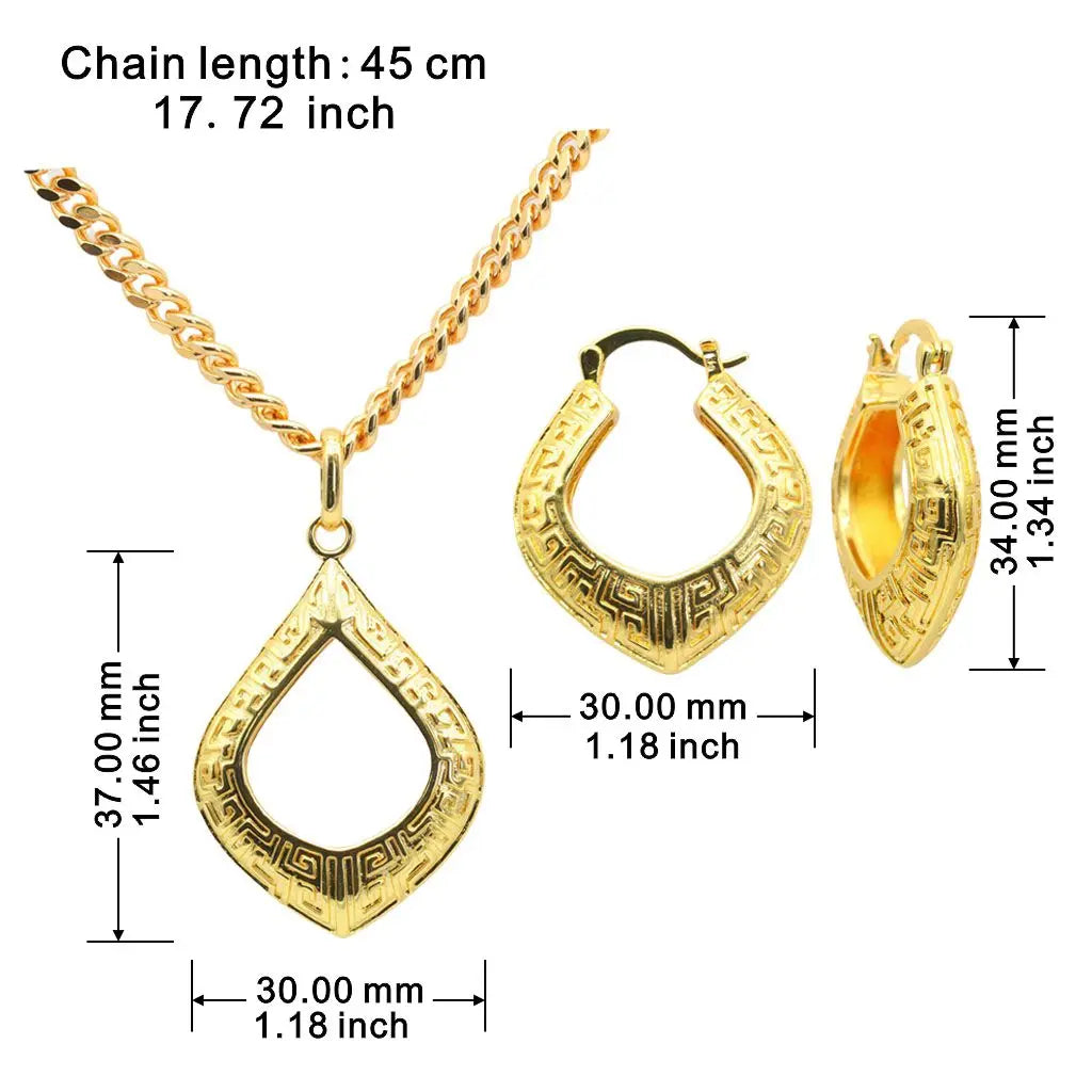 XOTICA Elegant Vintage 18K Gold Plated Copper Jewelry Set for Women Allergy-Free Necklace and Earrings for Weddings Ramadan Holidays
