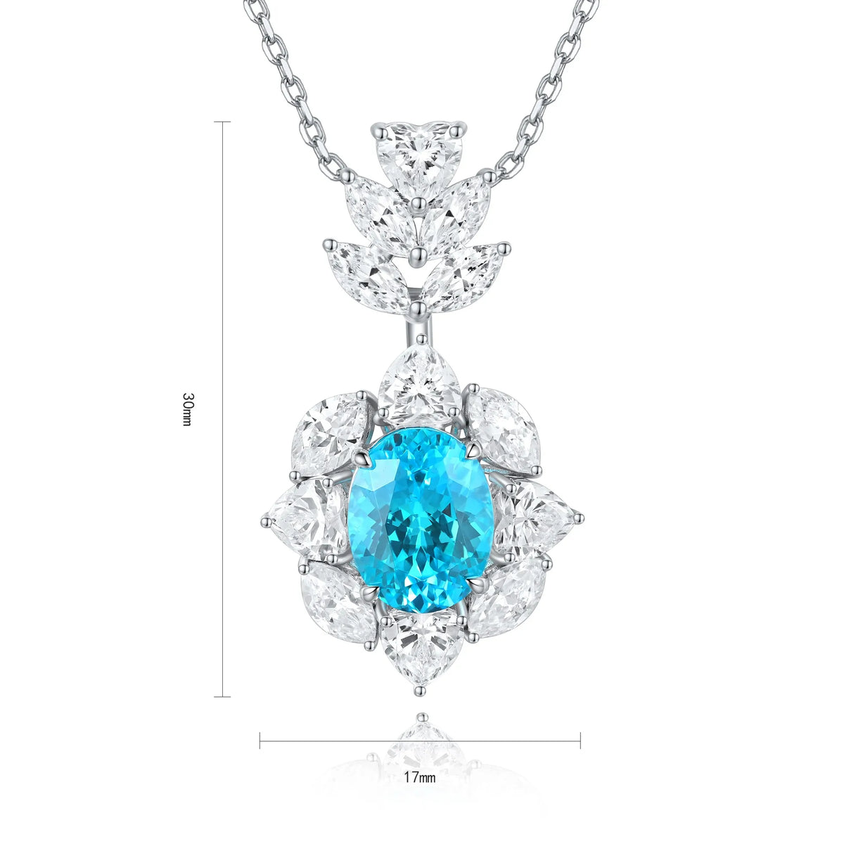 Gemfiori Anster 925 Sterling Silver High-quality Cultivated Paraiba Necklace - Suitable for Parties or As a Gift