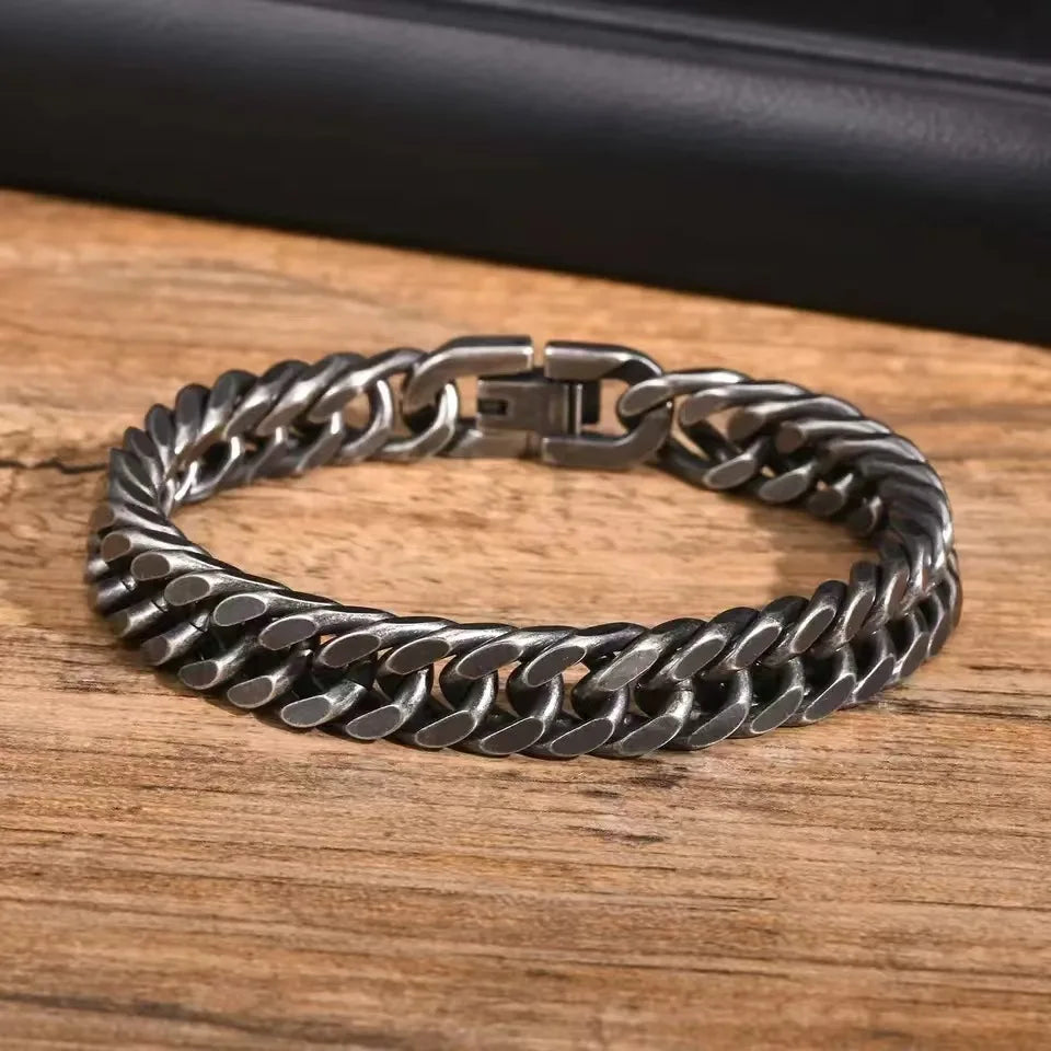 REBEL Black Color Cuban Link Bracelet for Men Stainless Steel Chunky Bracelets Exquisite Turkish Jewelry rs ALN25121184