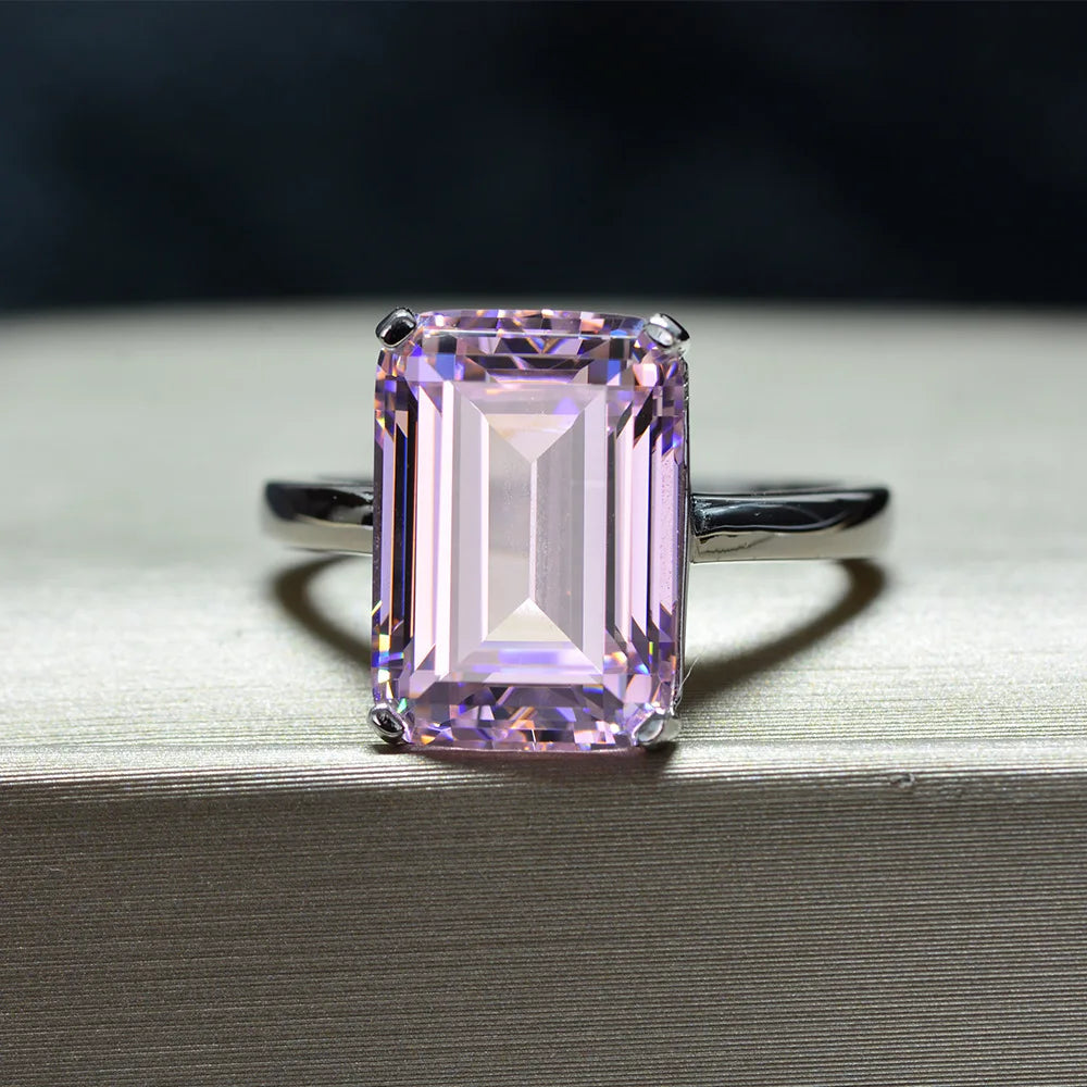 MuShan Jewelry Factory S925 Sterling Silver Rectangular Chamfered Flat 10*14 High Carbon Diamond 10 Carat Elegant Woman