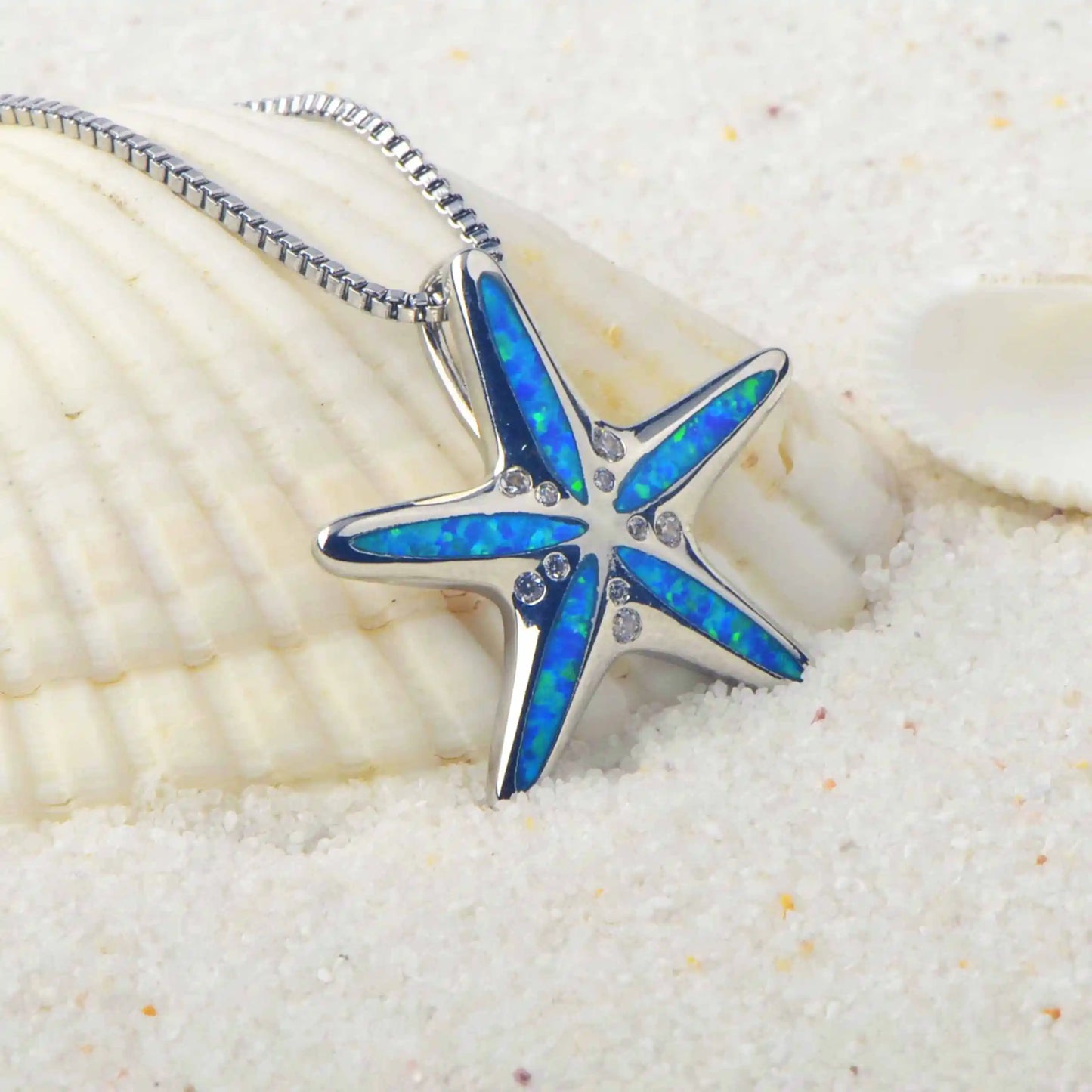 TikTok Viral Starfish Opal Necklace | Blue Coastal Jewelry - Ins Trendy Bulk Supply