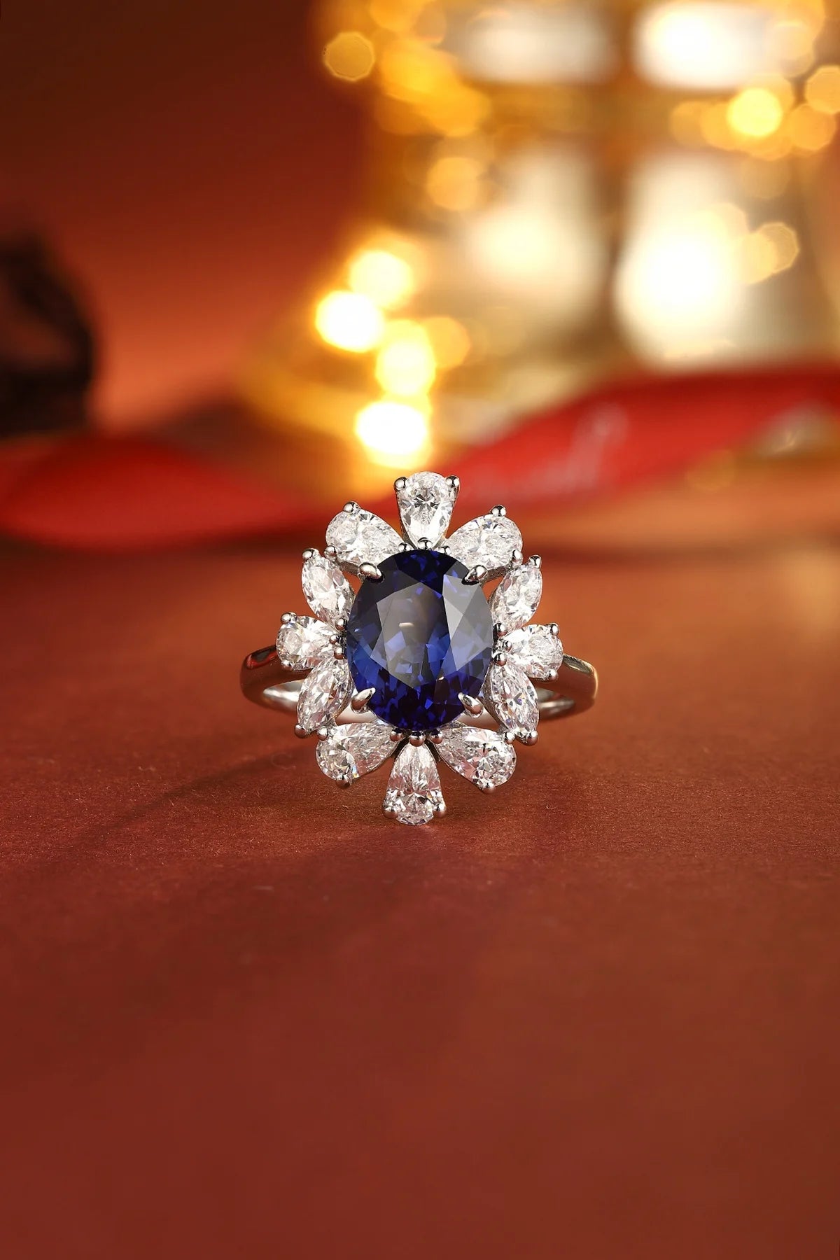 Gemfiori Jewelry Trendy High Quality S925 Silver Cultivated Sapphire Ring Unisex Engagement Ring for Wedding Party or Gift