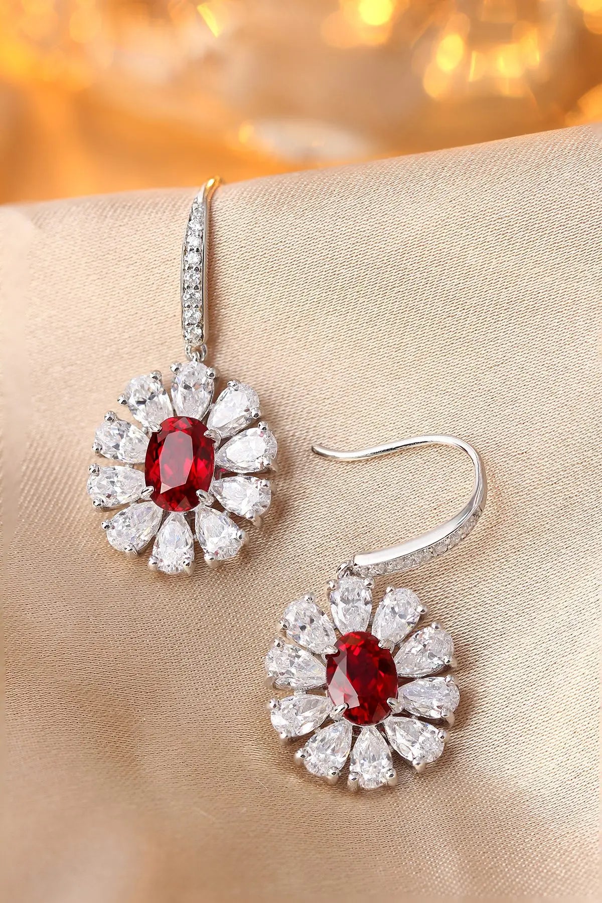 Gemfiori Anster High Quality S925 Lab Grown Ruby Earring Stud Dainty Gemstone Stud Earrings for Women Daily Wear Gift