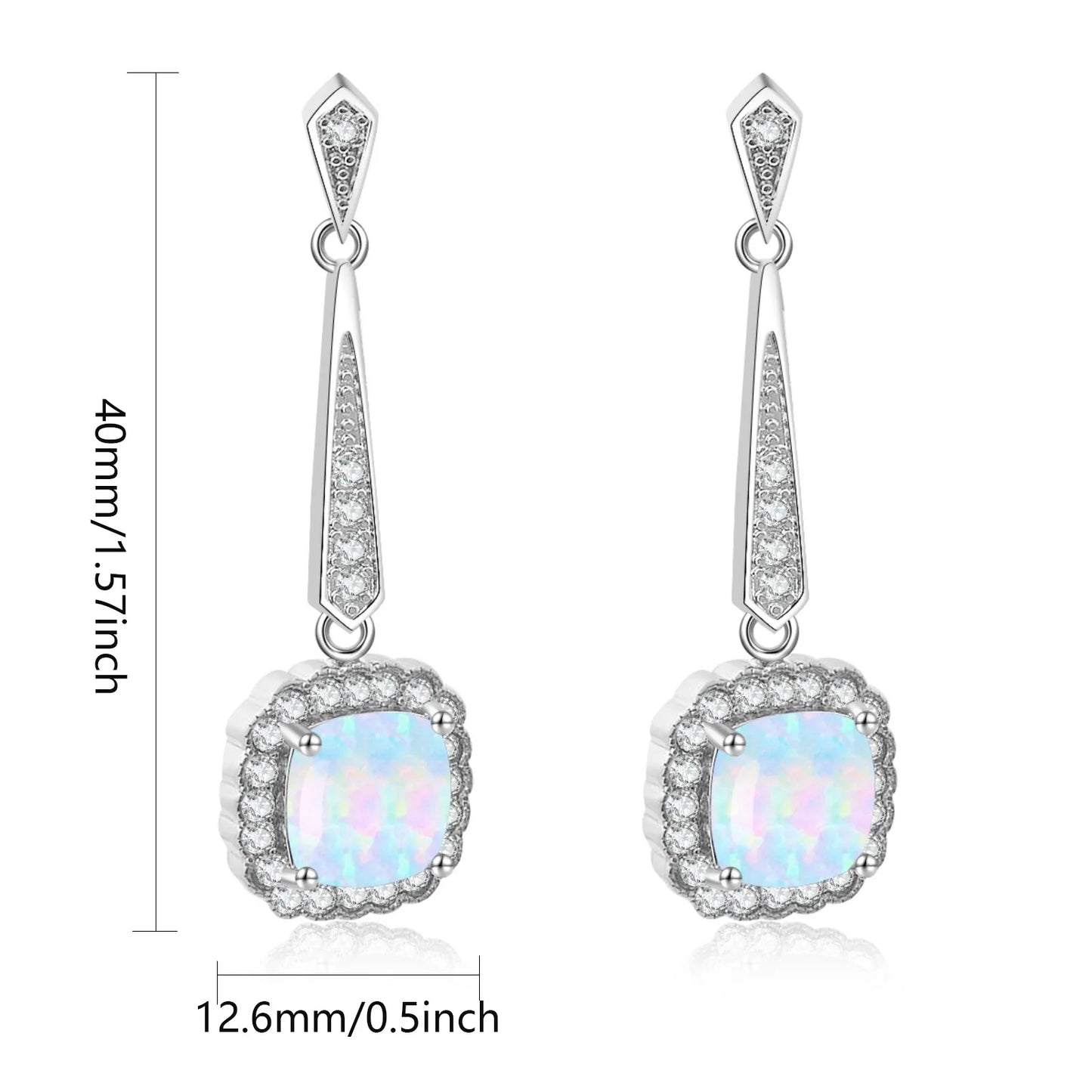 Aobao Women's Christian Bohemian Geometric Stud Earrings with Opal Silver Plated Brass Gift