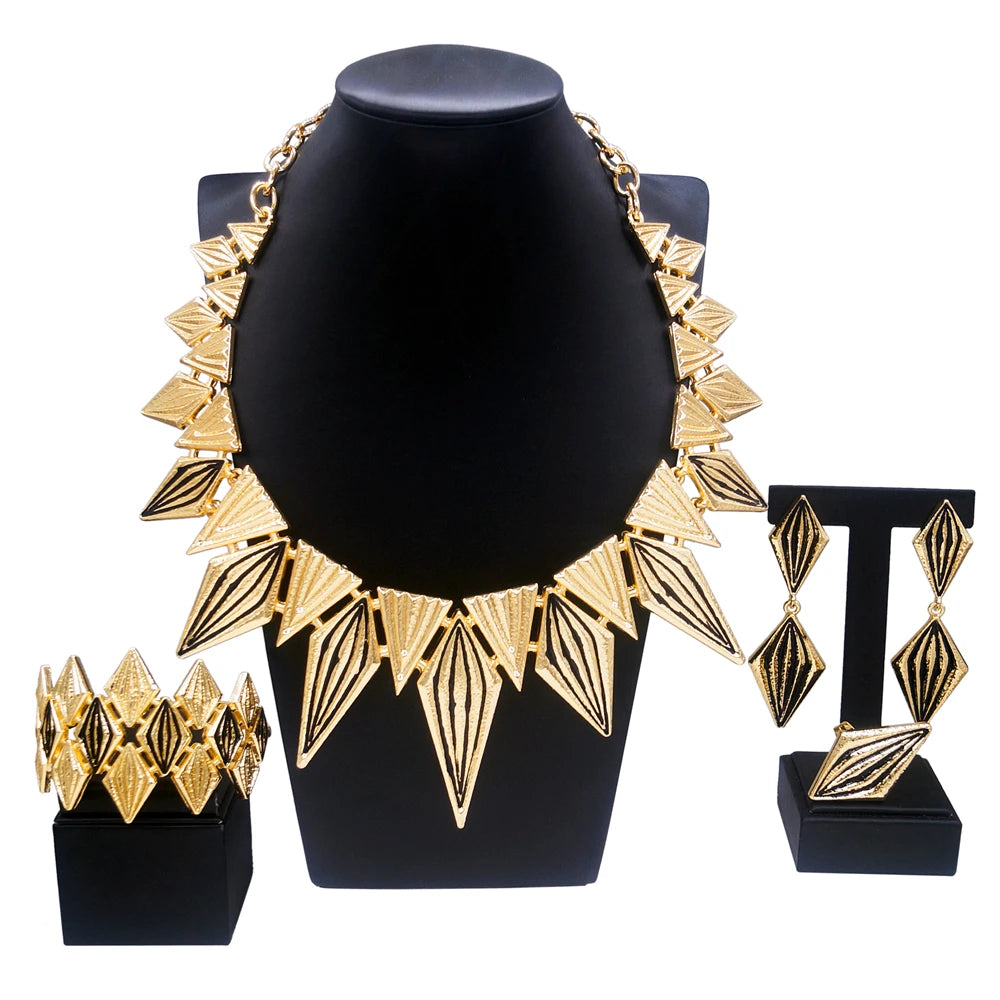 Zhuerrui Italian Gold Luxury Wedding Jewelry Sets Bridal Necklace Bracelet Earrings Ring Jewellery Set Cheap Fashion Gift H00637