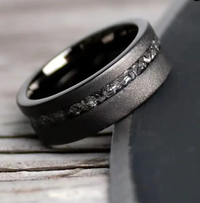 Wholesale Jewelry Index Finger Ring 8Mm Open Bottle Tungsten Steel Blue Ring Trendy Men'S Ring