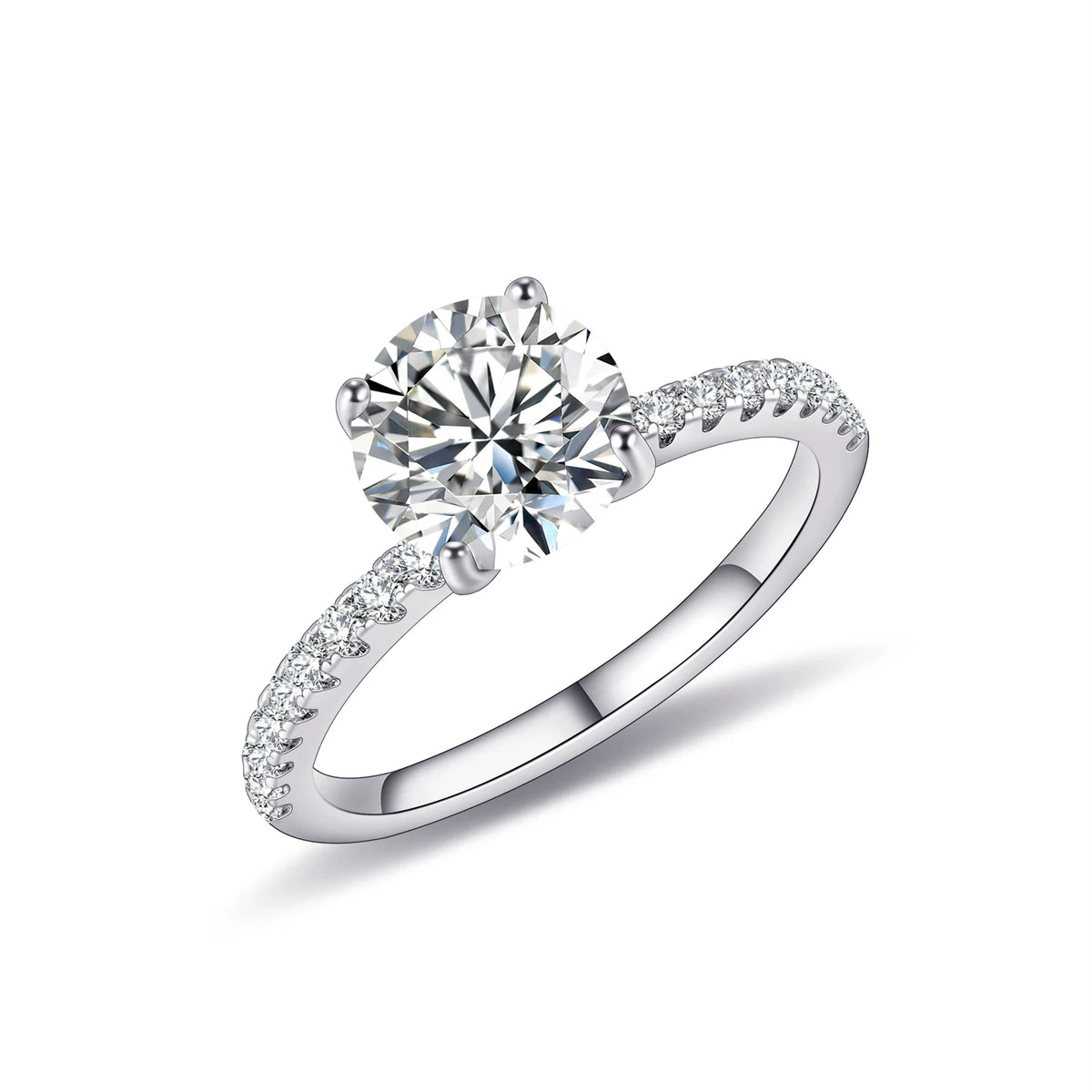 Gemfiori KH001 Abiding Jewelry Manufacturer Big Stone Round 8MM Natural Gemstone 925 Sterling Silver Women Engagement Wedding Rings
