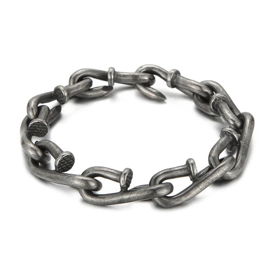 KALEN Mens Retro Industrial Style Stainless Steel Twisted Nails Links Bracelets