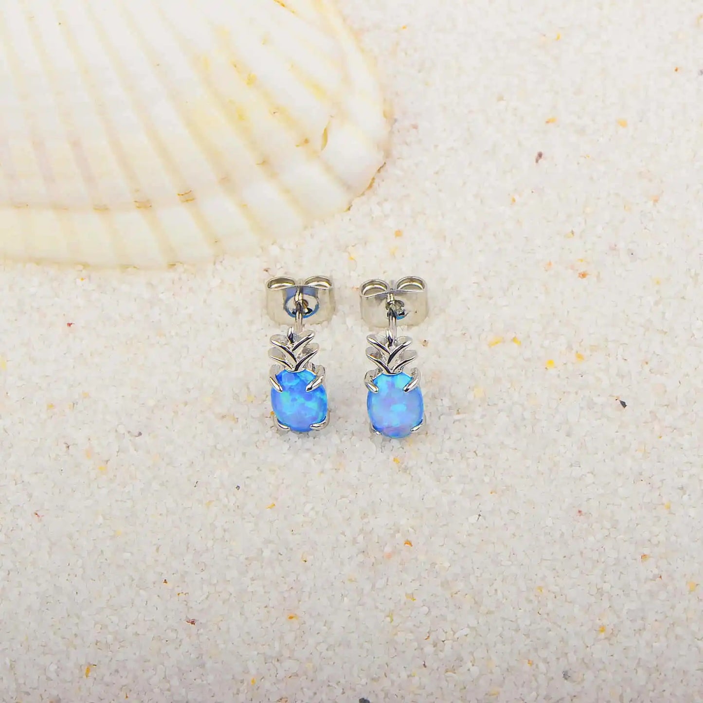 Ins Hot Selling Popular Hawaiian Style Pineapple Opal Earrings Cute Girl Pineapple Earrings Opal