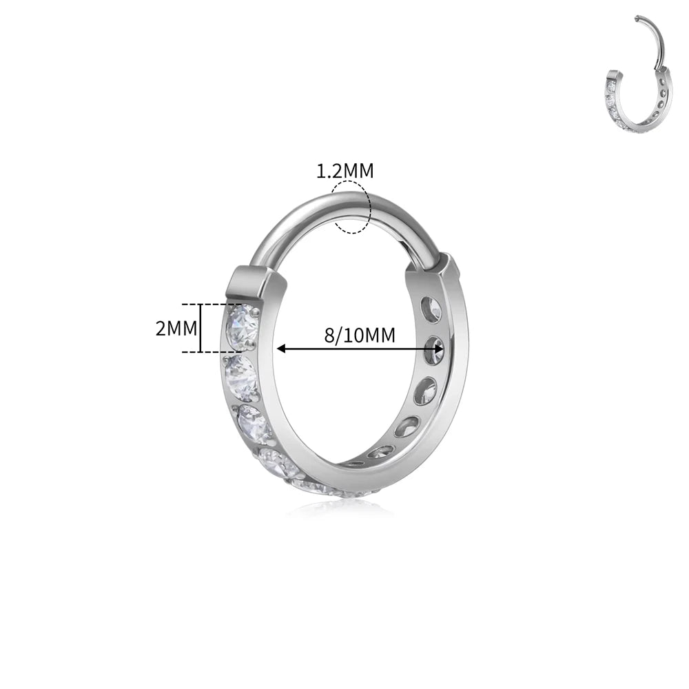 Wholesale ASTM F136 Titanium Segment Nose Ring Cubic Zircon Hoop Earrings Cartilage Helix Tragus Fashion Body Piercing Jewelry