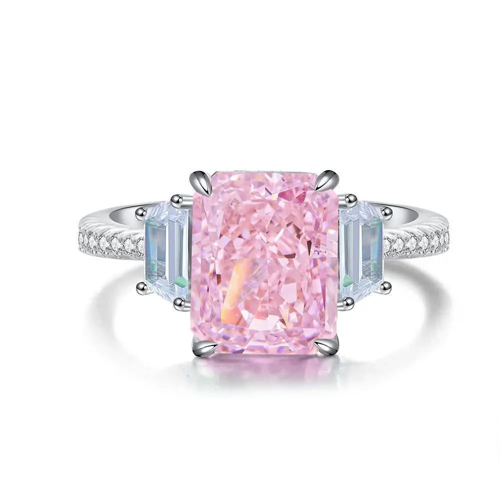 Wholesale Waterproof 5A 8A Pink Cubic Zirconia Rings 925 Sterling Silver OEM ODM Custom Factory Direct Ring Jewelry Manufacturer
