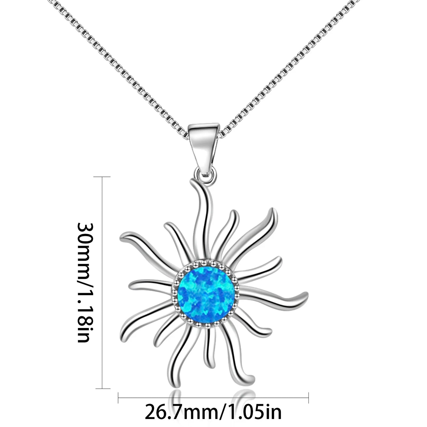 Shimmering Sunburst Necklace Aobao Opal Inlaid Center Stone Pendant Jewelry