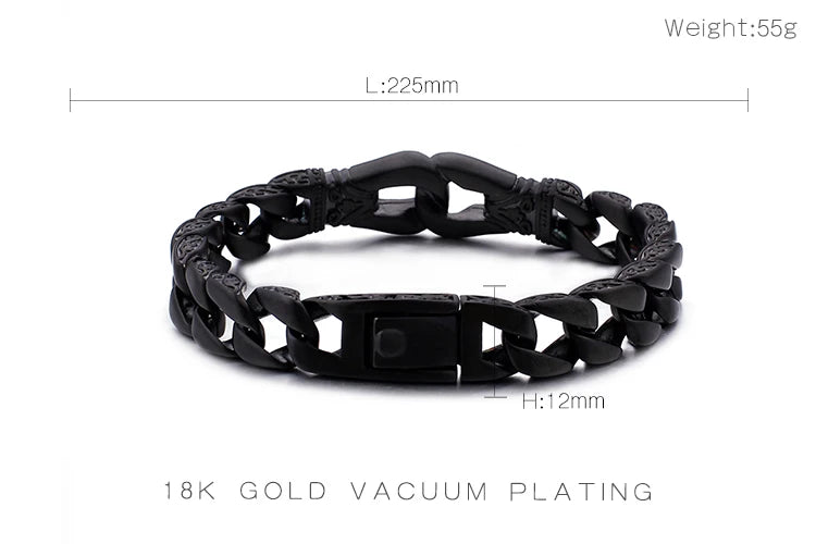 KALEN Black Plating Spring Clasp Stainless Steel Bracelet Men