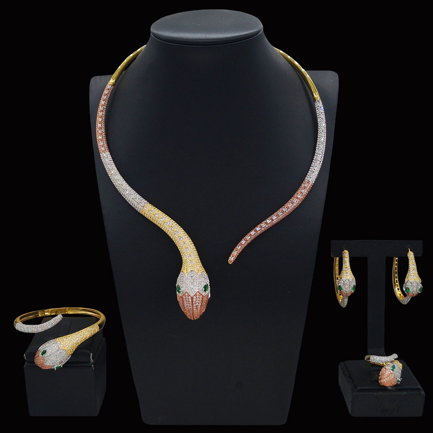 Zhuerrui New Exclusive Design of Four Pieces of Jewelry Set Bright Vivid Spirit Snake Shape Dubai Noble Wedding JewelryHZ2302157