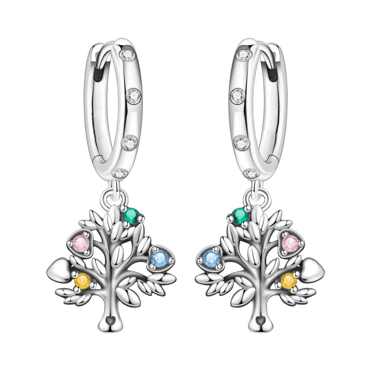S&S Silver Plated Zircon Heart Drop Earrings | 9 Colours