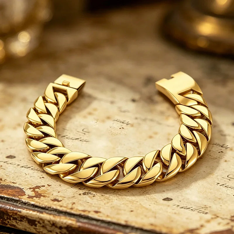 S&S European American Hip-Hop Fashion Coarse Cuban Chain Necklace Men Women 316L Stainless Steel Bracelet