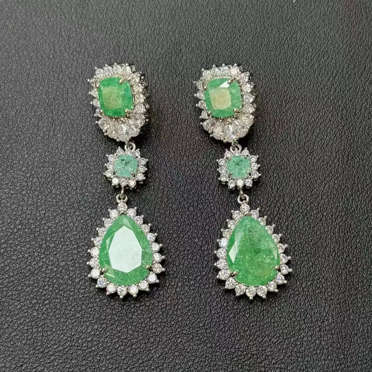 XOTICA TIANSHE Luxury Green Flower Open Ring Dangle Earrings Bracelet & Vintage Wedding Party Jewelry For Women