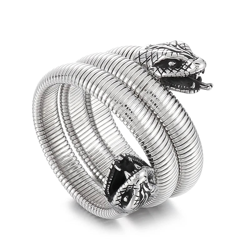 REBEL Vintage Elastic Stainless Steel Cuff Snake Bangle Bracelet for Men and Women