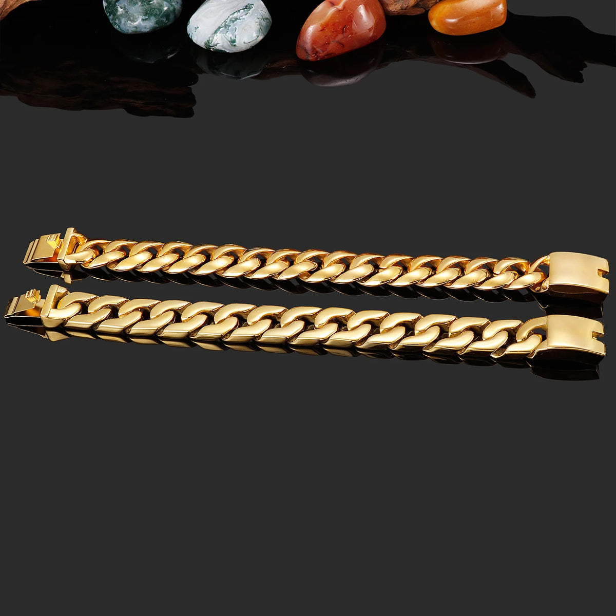 KALEN Charm Stainless Steel Fashion Gold Plated Shiny Male Bracelet