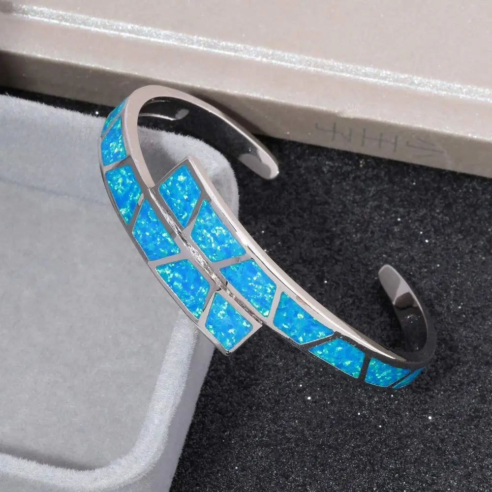 Hawaii Style Multi Layer Wave Opal Bracelet Boho Chic Gemstone Bangle for Women Wholesale Fashion Jewelry