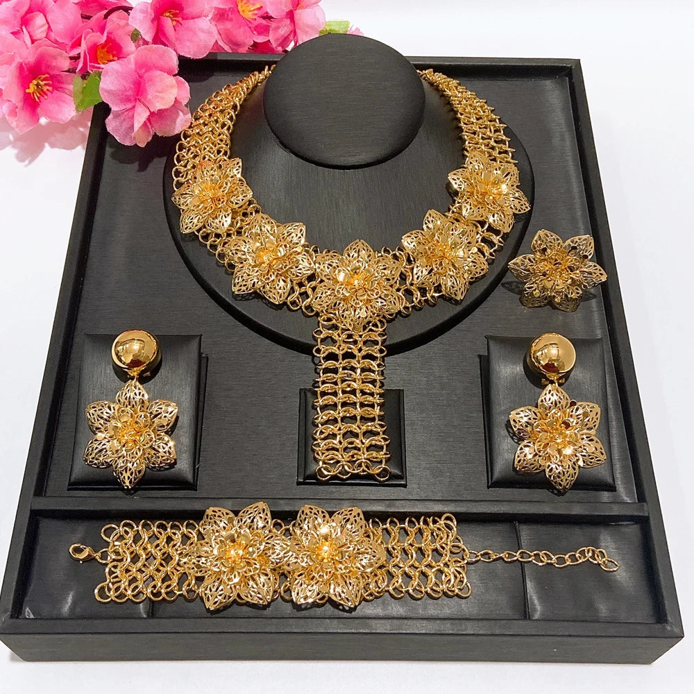 Italian Jewelry Set Alloy Brazilian Jewelry Sets Wedding Party Pendant Necklace  Earrings Jewelry Set HK048422