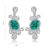 Gemfiori Vintage 925 Sterling Silver Earrings Rhodium Plated Oval Lab Grown Emerald Drop Earrings for Women Wedding Gift