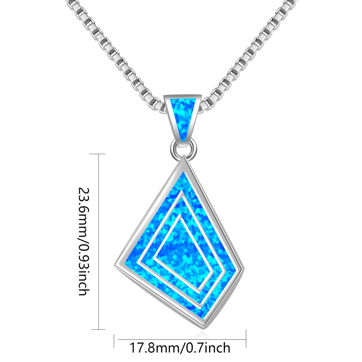 Nested Diamond Pendant Necklace Aobao Opal Inlaid Geometric Fashion Jewelry