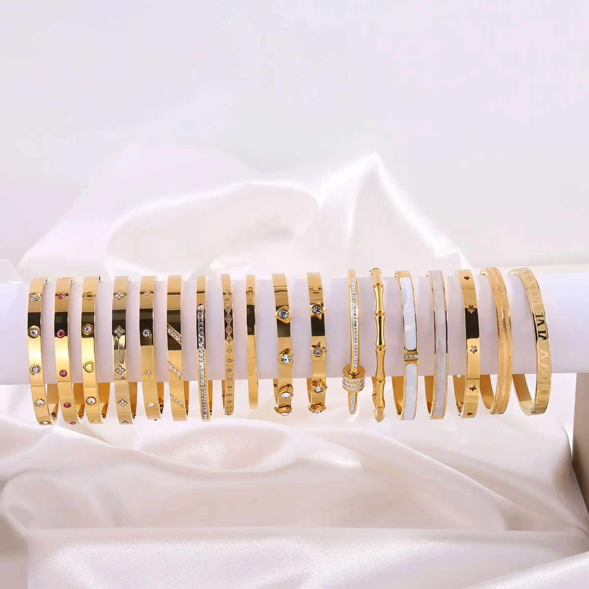 REBEL Stainless Inoxydable Stainless Steel 18K Gold Plated Roman Women Fashion Jewelry Bracelets Bangles
