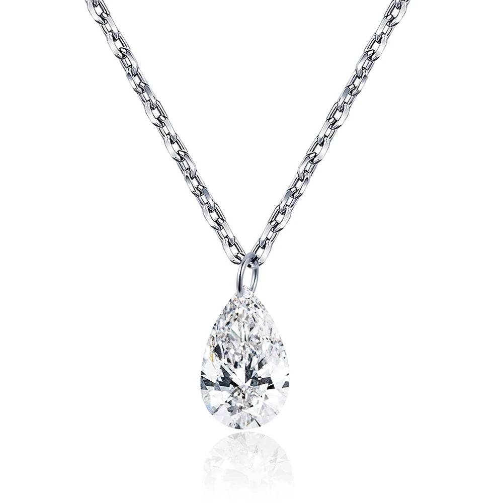 Gemfiori MSN-955 9k with 1ct Pear Cut Diamond Pendant Necklace for Woman Custom Jewelry Valentine's Gift for Girlfriend Good Price
