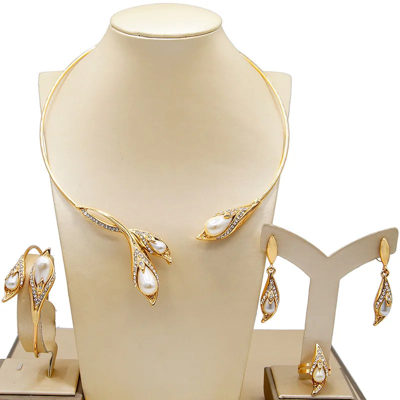 Zhuerrui Italiano Gold Designs Women Jewellery Set Party Fine Costume Jewelry Set Luxury Big Necklace Jewellery SetsHD20070814
