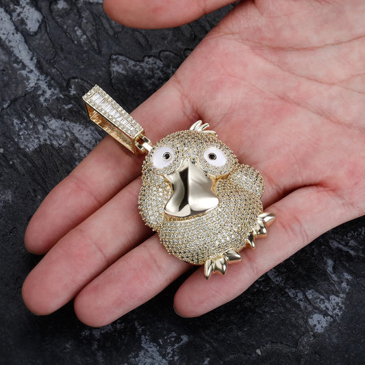 High Quality Animal Accessible Duck Jewelry Pendant with Micro Inlaid Zircon Niche Design Simple Hip-hop Necklace