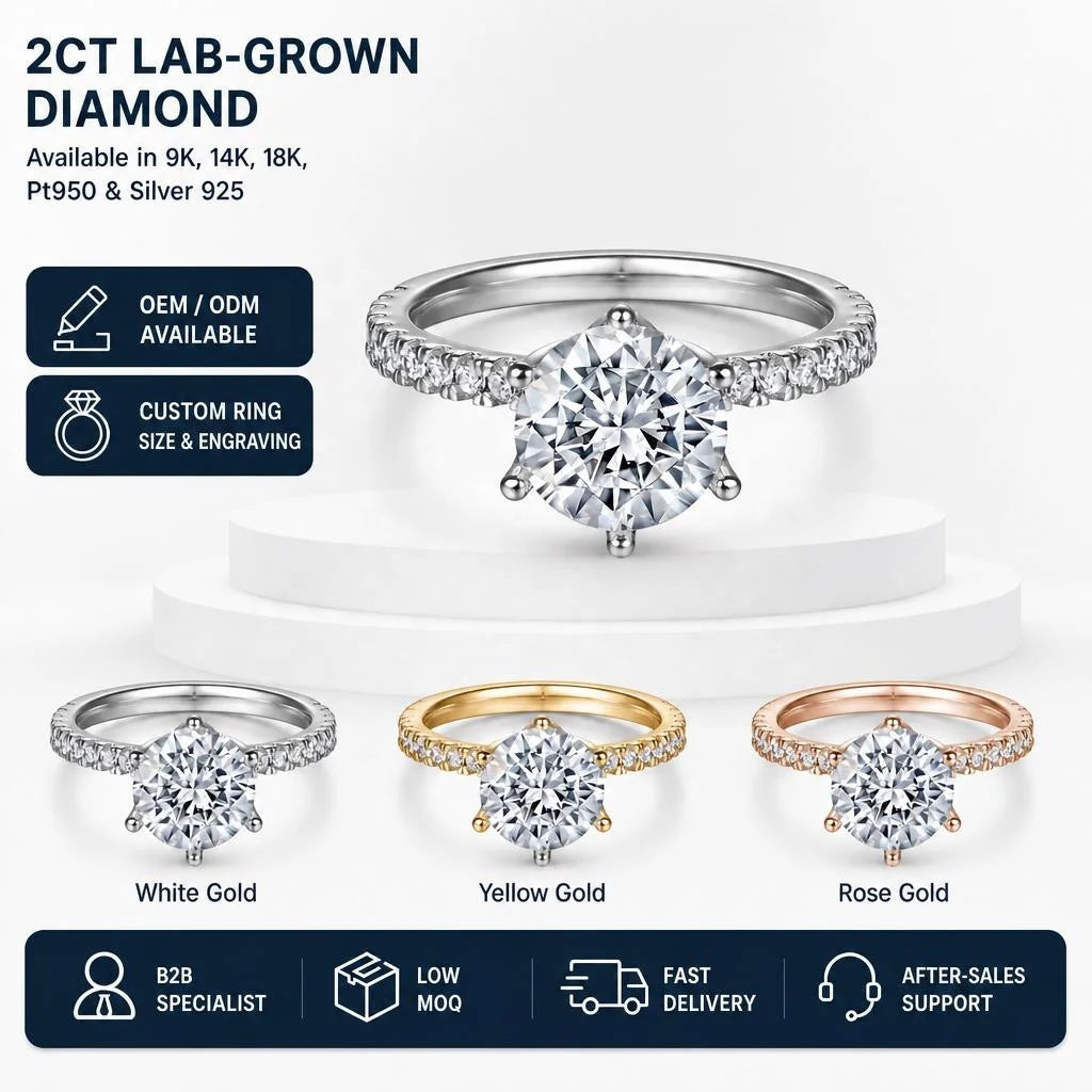 Gioiellieri IGI Certified Luxurious Lab Grown Diamond Ring 2ct D VVS1 Exceptional Sparkle 9K 10K 14K 18K Gold PT950 Women Fine Jewelry