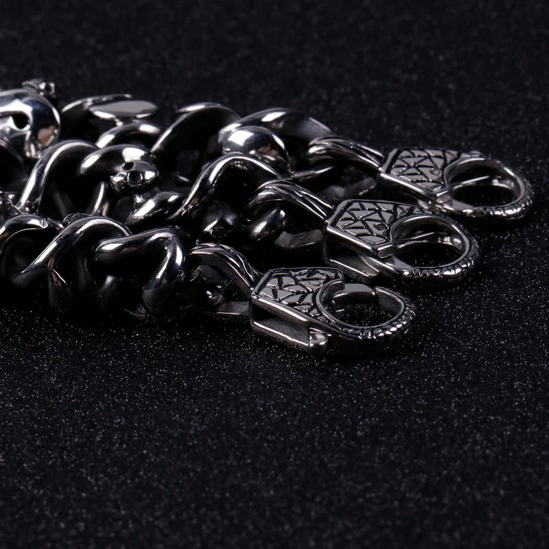 KALEN 316L Stainless Steel Silver Color Skeleton Charm Bracelets for Men