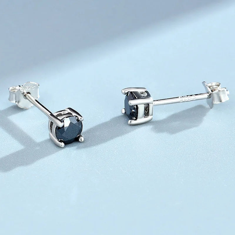 ArtistA Factory Multi-Carat Round Brilliant Moissanite Martini-Set S925 Silver Sleek Sophistication Gender-Fluid Solitaire Stud Earrings