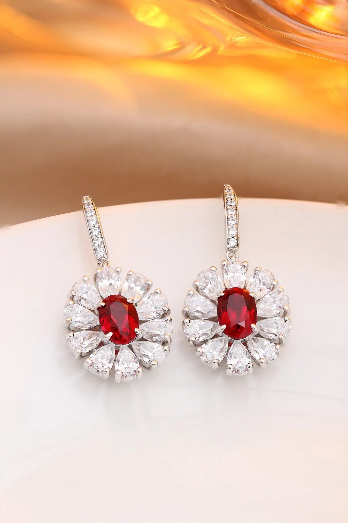 Gemfiori Anster High Quality S925 Lab Grown Ruby Earring Stud Dainty Gemstone Stud Earrings for Women Daily Wear Gift