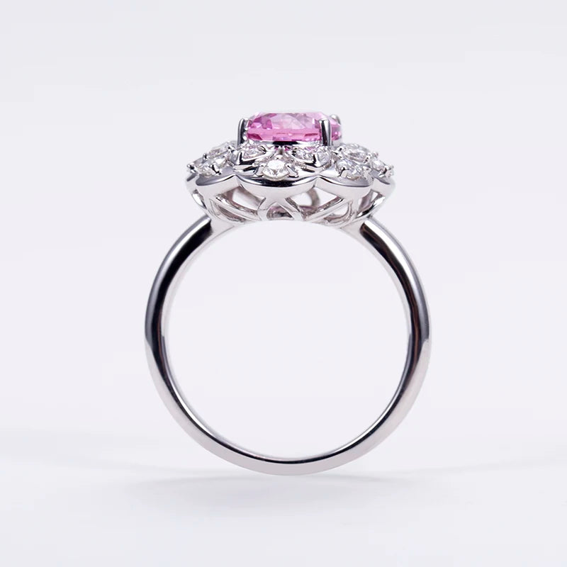 Gemfiori Messi Jewelry MSR-1540 Luxury 925 Silver Stackable Round Ring Lab Gemstone Ring