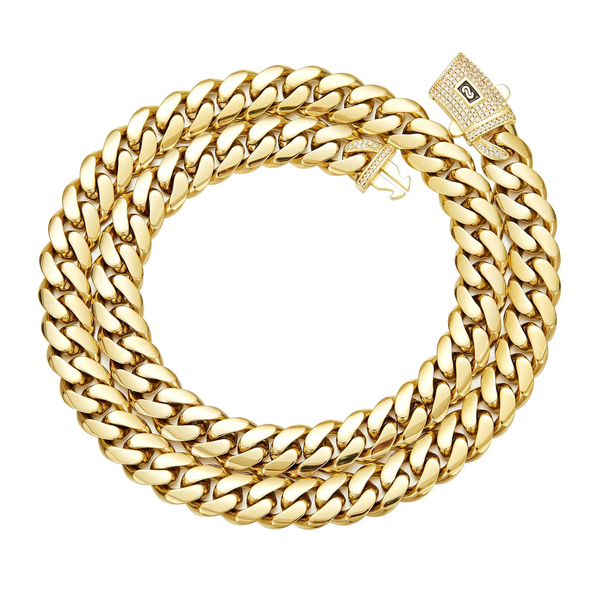 S&S 14K Gold Plated Stainless Steel Flat Cuban Monaco Link Chain Necklace — S&S Collection