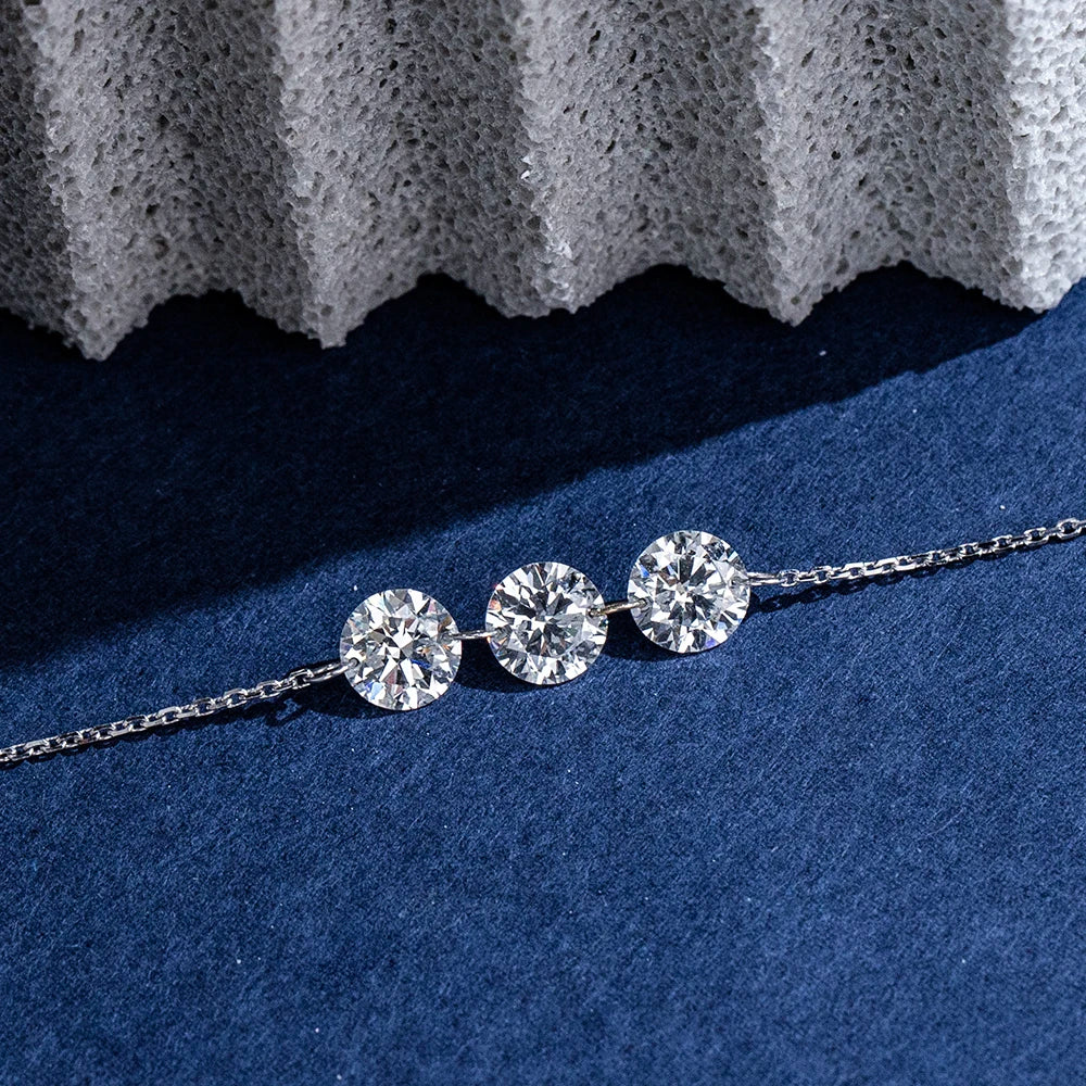 Gemfiori MSN-958 9k with 1ct Each 3pcs Loose Lab Grown Diamond Pendant Necklace for Woman Custom Jewelry Valentine's Gift for Girlfriend