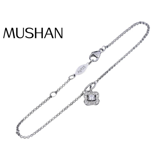 MuShan Jewelry Factory New Women's Silver Camellia Bracelet Pure Silver Gold-plated Four-flower Small Pendant  Set with Diamonds