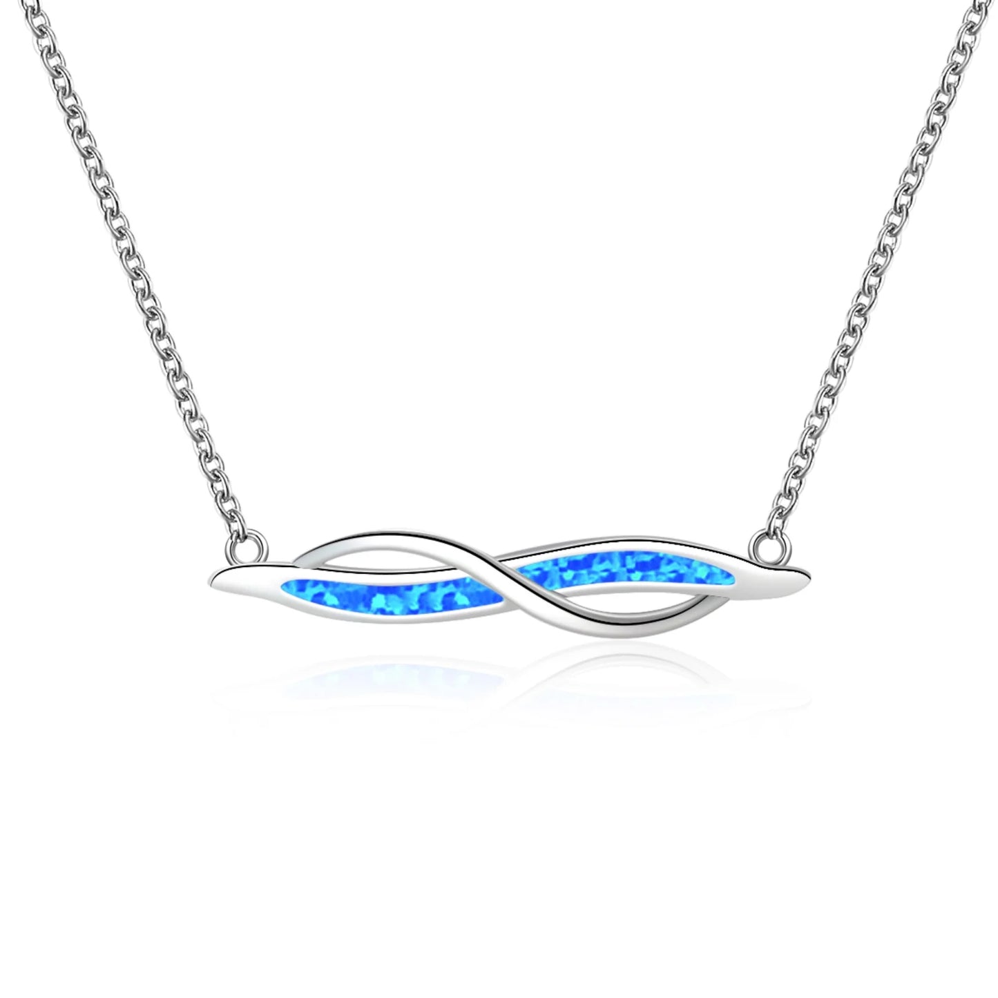 Geometric Silver Plated Copper Alloy Opal Lariat Necklace for Women Aobao