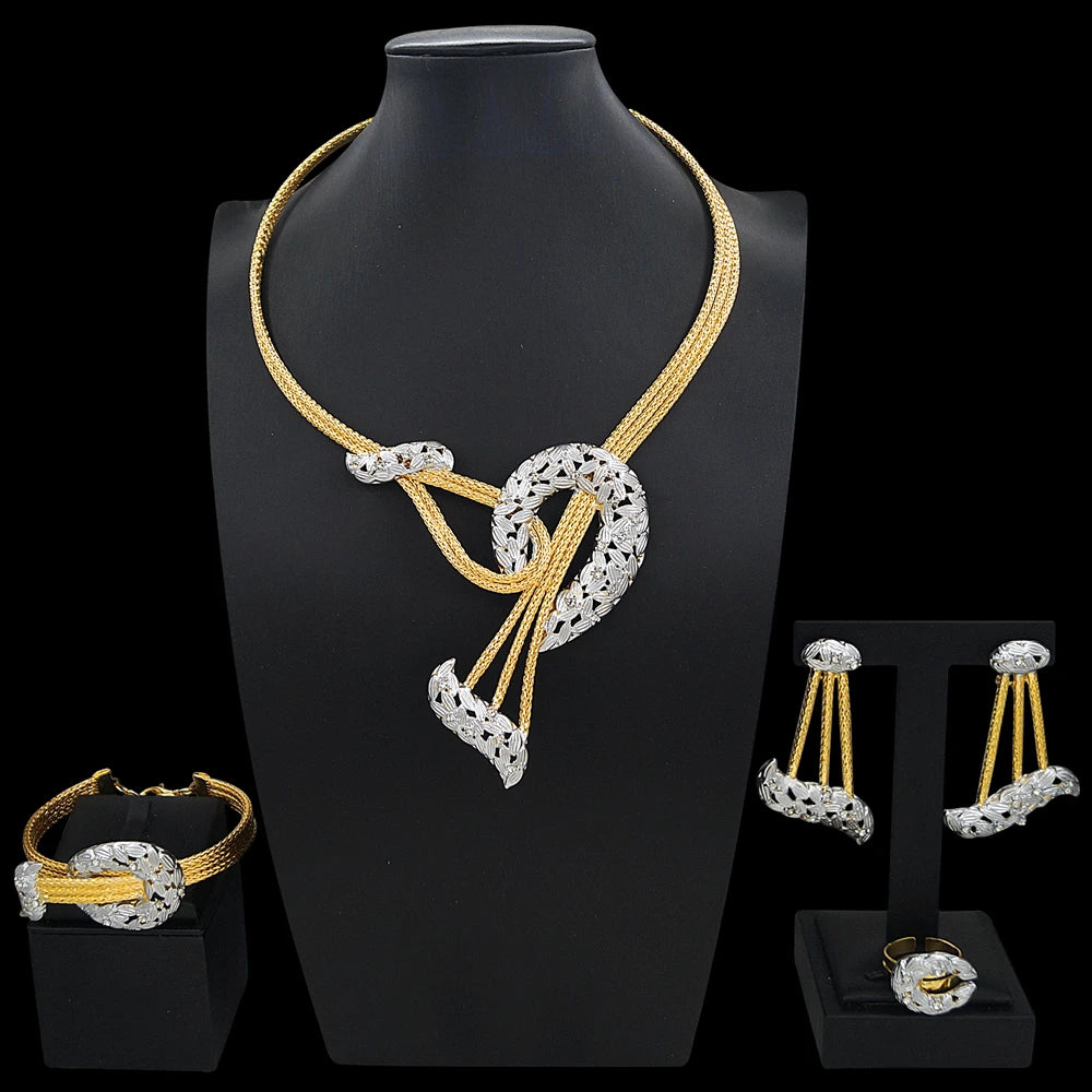 Zhuerrui Italiano Gold Designs Women Jewellery Set Party Fine Costume Jewelry Set Luxury Big Necklace Jewellery Sets X0008930