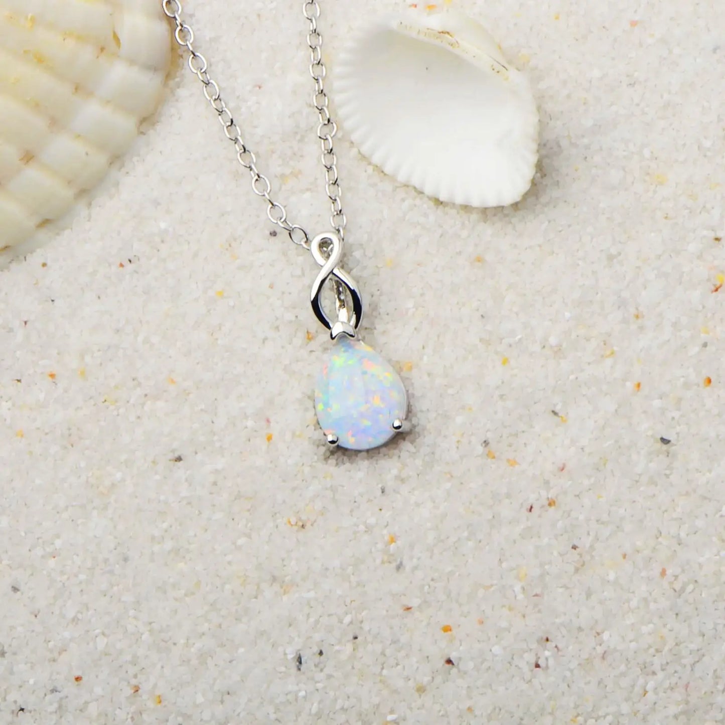 Teardrop Opal Pendant | Twisted Silver Fashion Necklace