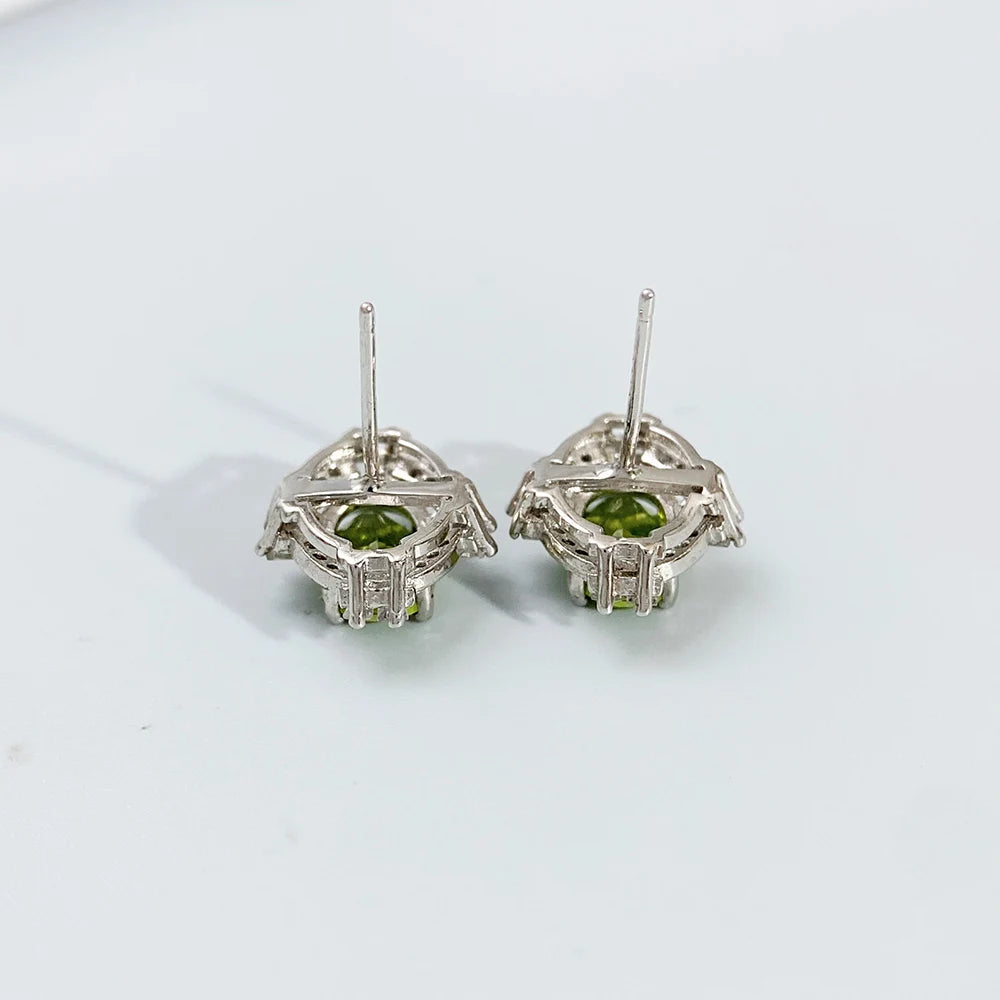 Gioiellieri Natural Peridot Stud Earrings with Sterling Silver 925 Jewelry for Women Fine Jewelry Fashion Accessories Wedding Gift Gemstones