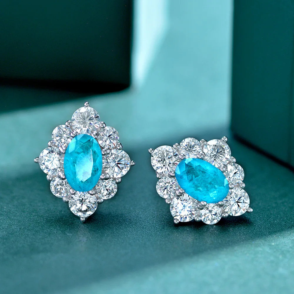 MUSHAN Jewelry Factory 2026 New Model 925 Silver 1.5ct Synthetic 6*9 Stud Earrings European and American Luxury