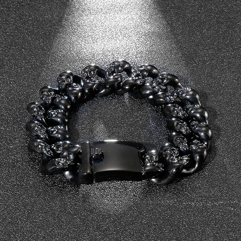 KALEN Punk Fine Fashion Jewelry Bracelets Stainless Steel Men Skull Links Bracelets Bangle